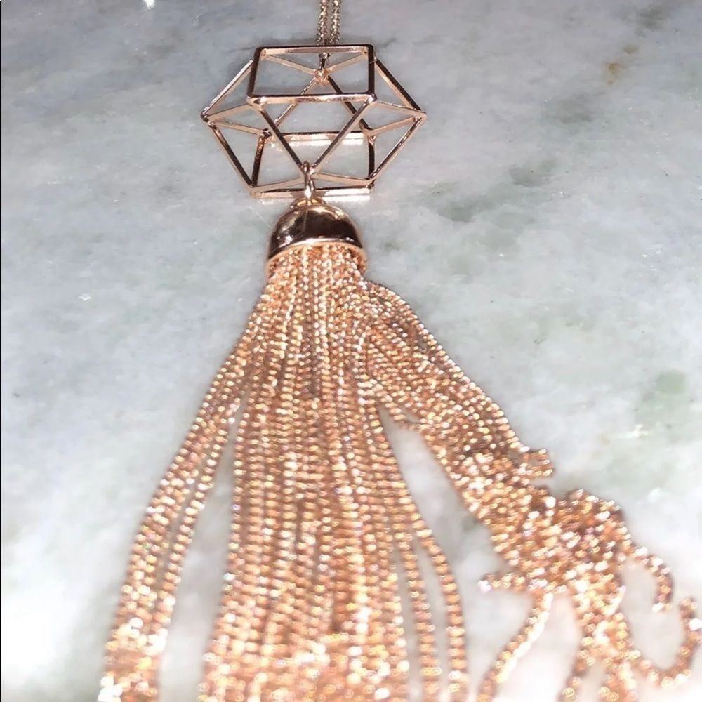 Rose gold necklace with tassel